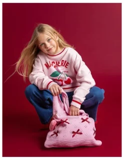 Eve Girl Cherry Hearts Crew (8-16 Years) in Pale Pink