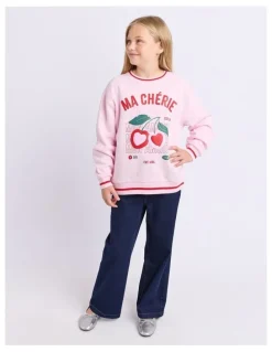 Eve Girl Cherry Hearts Crew (8-16 Years) in Pale Pink