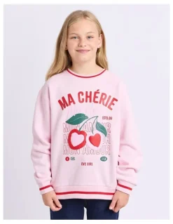 Eve Girl Cherry Hearts Crew (8-16 Years) in Pale Pink