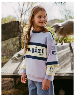 Eve Girl Division Panelled Crew Neck Sweat Top (8 - 16 Years) in Lilac