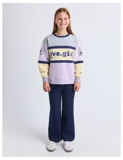 Eve Girl Division Panelled Crew Neck Sweat Top (8 - 16 Years) in Lilac