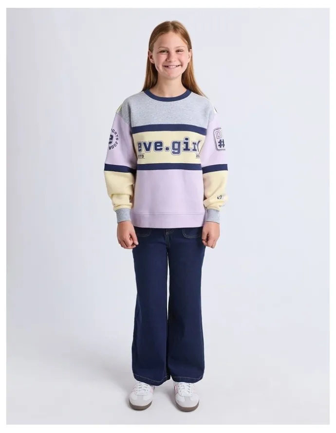 Eve Girl Division Panelled Crew Neck Sweat Top (8 - 16 Years) in Lilac