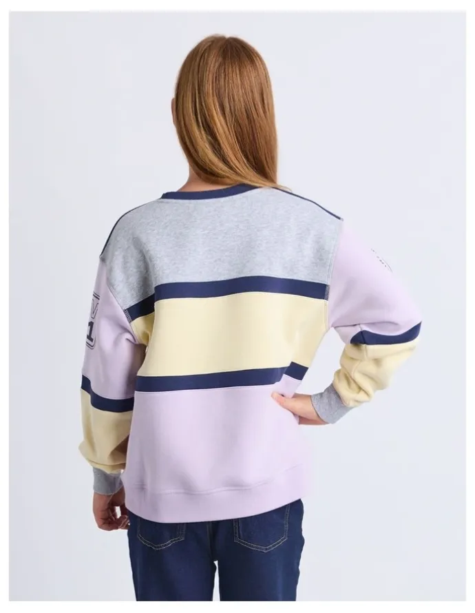 Eve Girl Division Panelled Crew Neck Sweat Top (8 - 16 Years) in Lilac