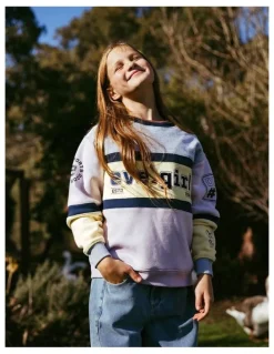 Eve Girl Division Panelled Crew Neck Sweat Top (8 - 16 Years) in Lilac