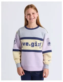 Eve Girl Division Panelled Crew Neck Sweat Top (8 - 16 Years) in Lilac