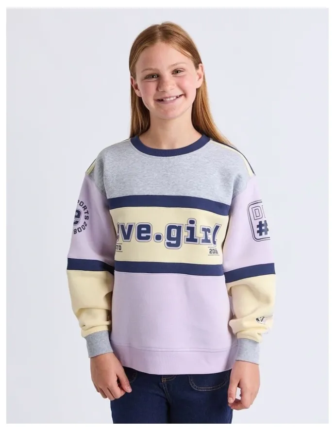 Eve Girl Division Panelled Crew Neck Sweat Top (8 - 16 Years) in Lilac