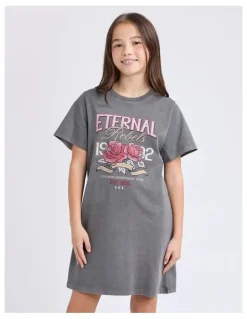 Eve Girl Eternal Rebels Tee Dress (8 - 16 Years) in Charcoal