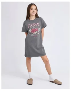Eve Girl Eternal Rebels Tee Dress (8 - 16 Years) in Charcoal
