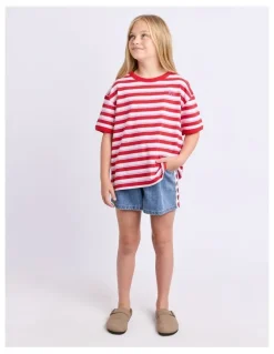 Eve Girl Molly Stripe Ringer Tee (8-16 Years) in Red