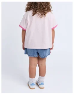 Eve Girl Pegasus Ringer Tee (3-7 Years) in Pale Pink