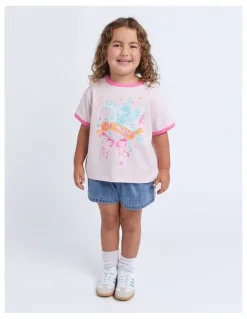 Eve Girl Pegasus Ringer Tee (3-7 Years) in Pale Pink