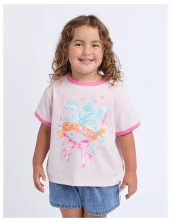 Eve Girl Pegasus Ringer Tee (3-7 Years) in Pale Pink