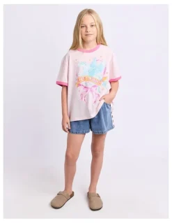 Eve Girl Pegasus Ringer Tee (8-16 Years) in Pale Pink