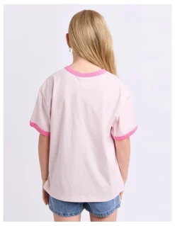 Eve Girl Pegasus Ringer Tee (8-16 Years) in Pale Pink