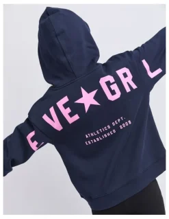 Eve Girl Performance Hoodie (8-16 Years) in Navy with Pink