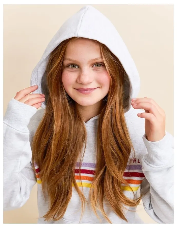 Eve Girl Retro Hoodie (8-16 Years) in Grey Marle
