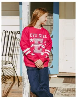 Eve Girl Superstar Crew (8 - 16 Years) in Red