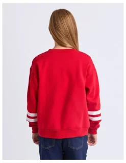 Eve Girl Superstar Crew (8 - 16 Years) in Red
