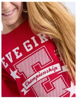 Eve Girl Superstar Crew (8 - 16 Years) in Red