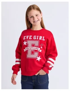 Eve Girl Superstar Crew (8 - 16 Years) in Red