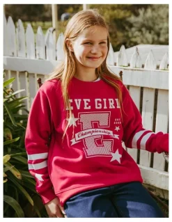 Eve Girl Superstar Crew (8 - 16 Years) in Red