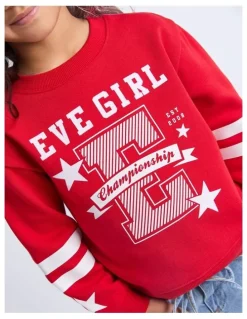 Eve Girl Superstar Crew (3 - 7 Years) in Red