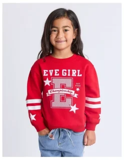 Eve Girl Superstar Crew (3 - 7 Years) in Red