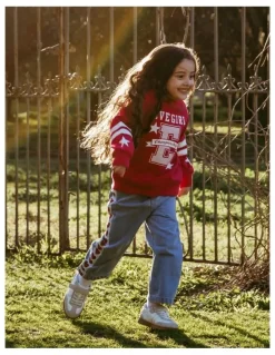 Eve Girl Superstar Crew (3 - 7 Years) in Red