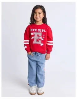 Eve Girl Superstar Crew (3 - 7 Years) in Red