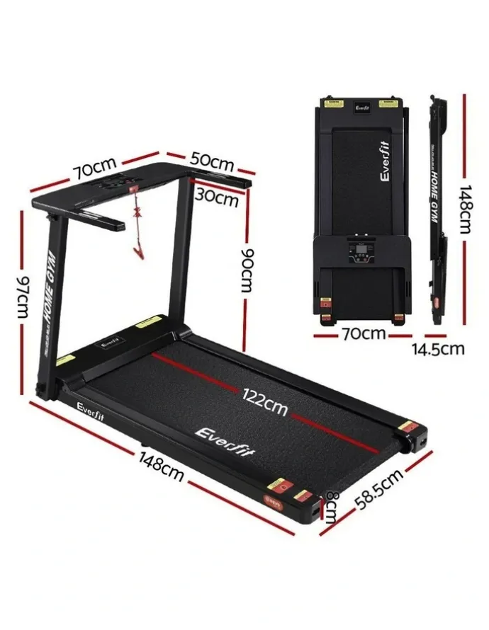 Everfit Electric Treadmill Home Gym Fitness Exercise Fully Foldable 420mm in Black
