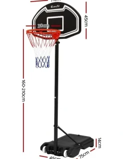 Everfit Everfit Pro Portable Basketball Stand System Hoop Height Adjustable Net Ring BK