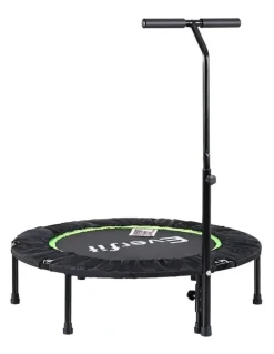 Everfit Foldable Trampoline Jumping Rebounder Handrail 40 Inch in Black