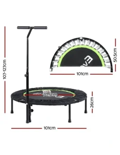 Everfit Foldable Trampoline Jumping Rebounder Handrail 40 Inch in Black