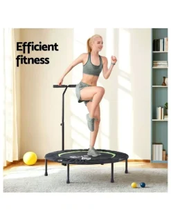Everfit Foldable Trampoline Jumping Rebounder Handrail 40 Inch in Black