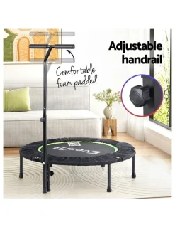 Everfit Foldable Trampoline Jumping Rebounder Handrail 40 Inch in Black