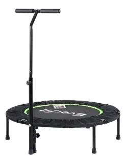 Everfit Foldable Trampoline Jumping Rebounder Handrail 40 Inch in Black