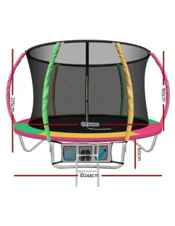 Everfit 8FT Enclosed Trampoline Round Multicoloured