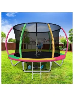 Everfit 8FT Enclosed Trampoline Round Multicoloured