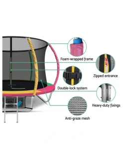 Everfit 8FT Enclosed Trampoline Round Multicoloured