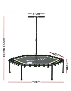 Everfit Hexagon Fitness Trampoline Rebounder Adjustable Handrail 48inch in Green