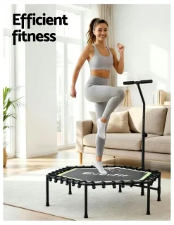 Everfit Hexagon Fitness Trampoline Rebounder Adjustable Handrail 48inch in Green