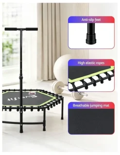 Everfit Hexagon Fitness Trampoline Rebounder Adjustable Handrail 48inch in Green