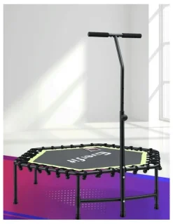 Everfit Hexagon Fitness Trampoline Rebounder Adjustable Handrail 48inch in Green