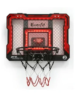 Everfit Mini Basketball Hoop Over Door Indoor LED Scoreboard Set 40x30cm in Red