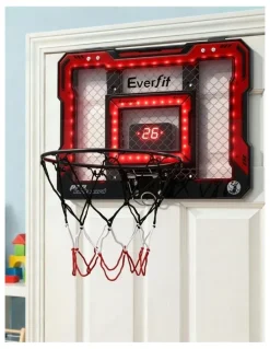 Everfit Mini Basketball Hoop Over Door Indoor LED Scoreboard Set 40x30cm in Red
