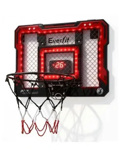 Everfit Mini Basketball Hoop Over Door Indoor LED Scoreboard Set 40x30cm in Red