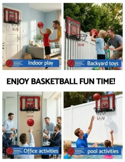Everfit Mini Basketball Hoop Over Door Indoor LED Scoreboard Set 40x30cm in Red