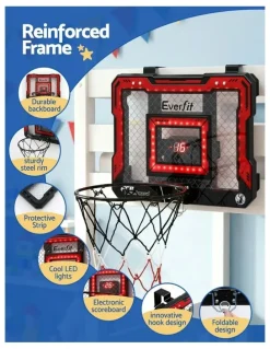 Everfit Mini Basketball Hoop Over Door Indoor LED Scoreboard Set 40x30cm in Red