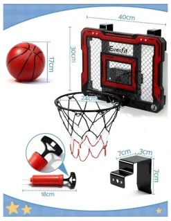 Everfit Mini Basketball Hoop Over Door Indoor LED Scoreboard Set 40x30cm in Red