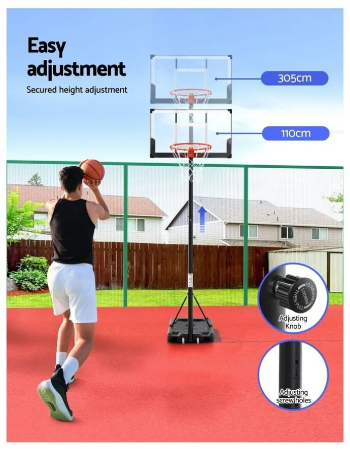 Everfit Portable Basketball Hoop with Knob 3.05M